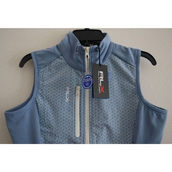 RLX x Ralph Lauren Women's Sz XS Blue Chevron Print RLX Full Zip Vest $178 - Picture 3 of 13
